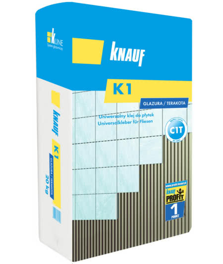 Knauf K1 Glazura/Terakota - uniwersalny klej do płytek klasy C1T Knauf K1 Glazura/Terakota - uniwersalny klej do płytek klasy C1T
